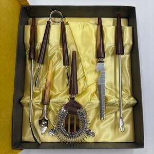 Vintage 1950s Sheffield England Bakelite Stainless Steel Cocktail Tools MCM Set
